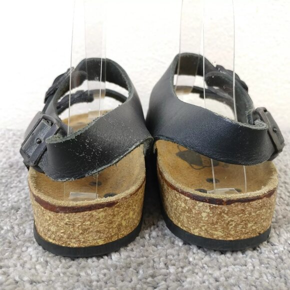 Neckermann Sandals Womens Size 37 EU Shoes Slip On Buckle Strap Black Leather - Picture 7 of 10